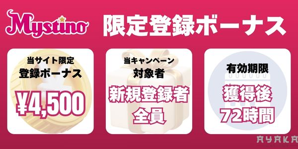 ミスティーノ　限定入金不要ボーナス